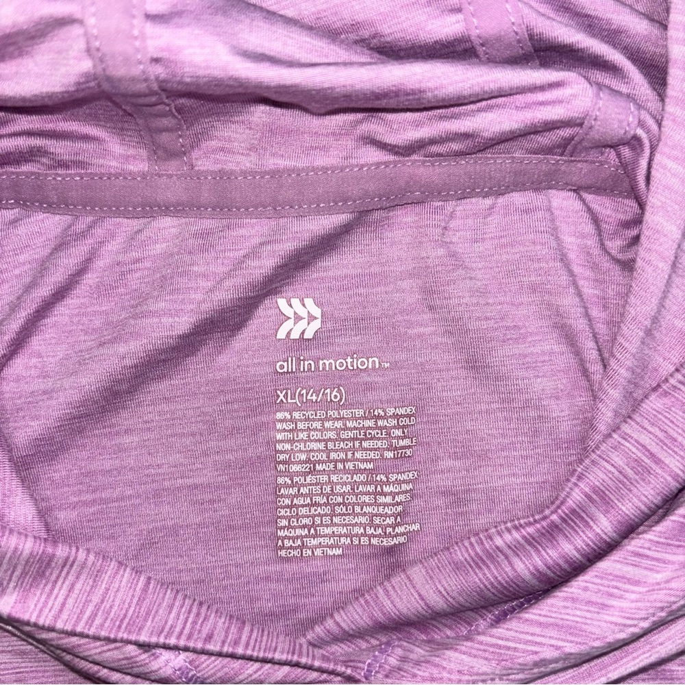All in Motion Lavender Hooded Shirt – Girls XL (14/16)  Lightweight & Comfy - Picture 7 of 9